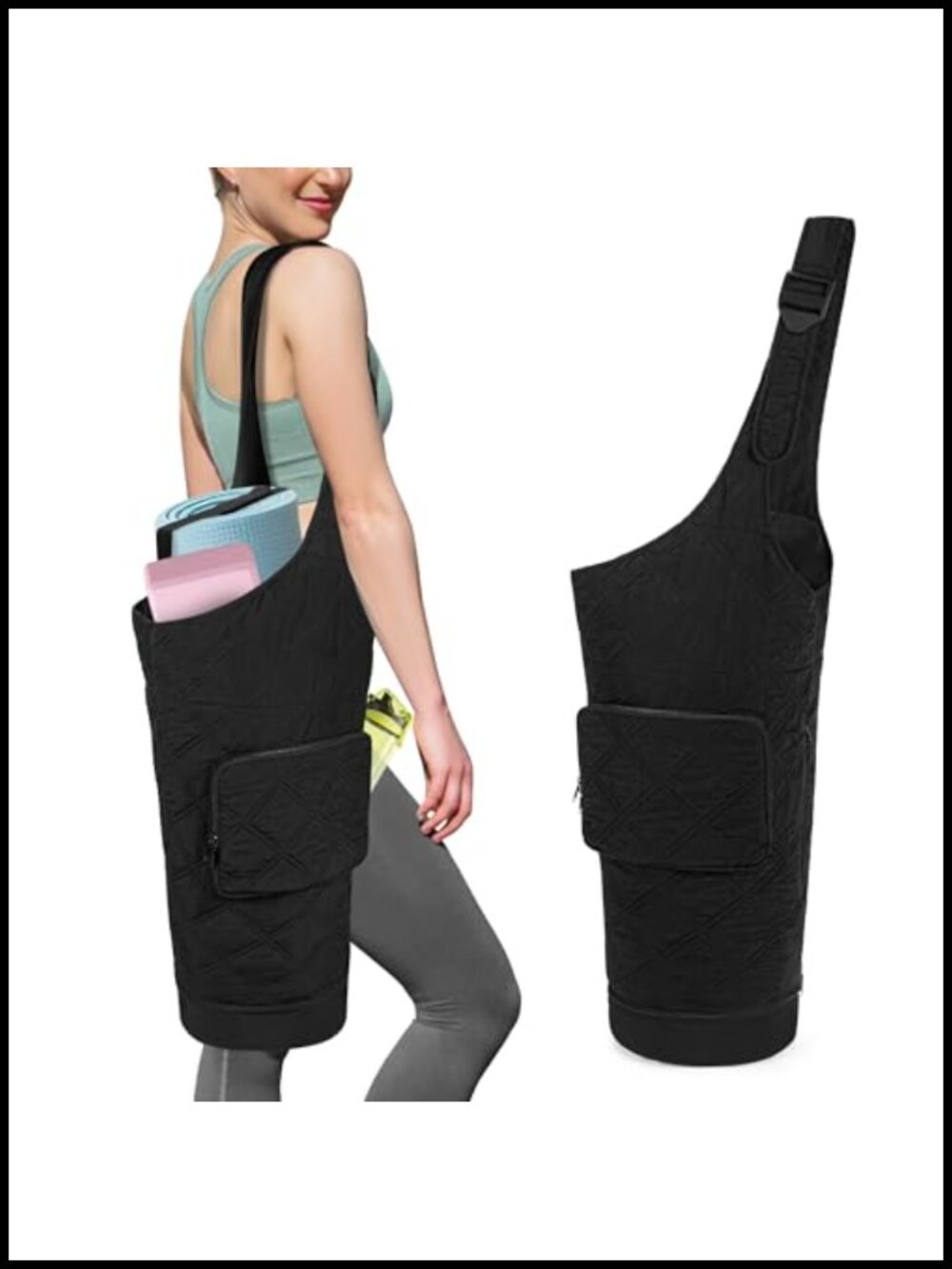 Yoga Mat Bag Carrier, Insulated Pockets, Gym Tote